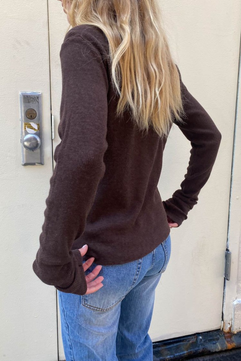 Hauts Brandy Melville Ahern Thermal Long Sleeve Marron | TXM-17764234